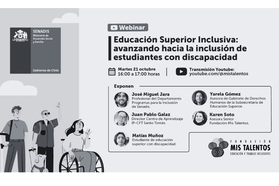 Te invitamos al webinar Educación Superior Inclusiva: avanzando hacia la inclusión deestudiantes con discapacidad